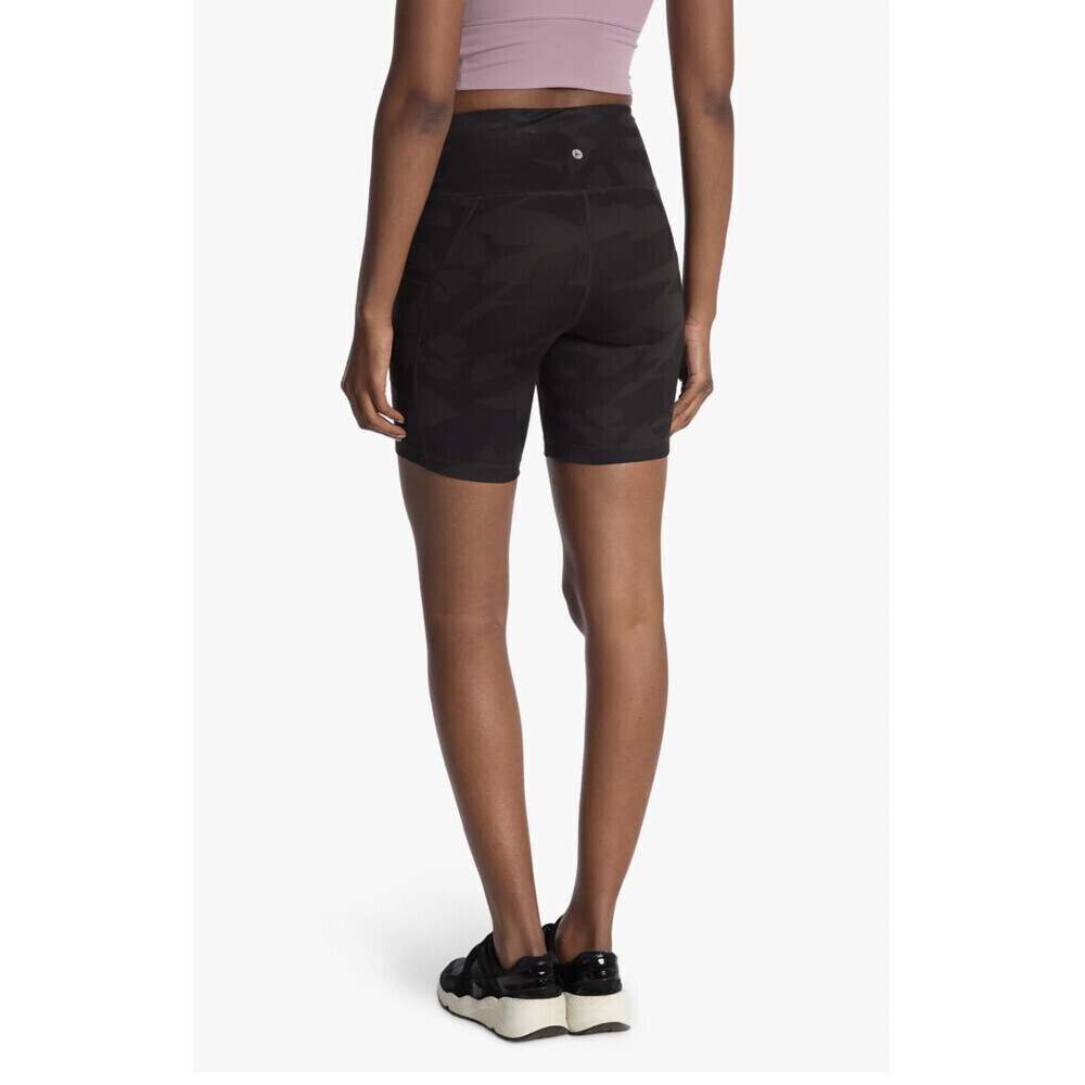 90 Degree By Reflex Women's Lux High Rise Shorts In Black/Olive Camo Size S